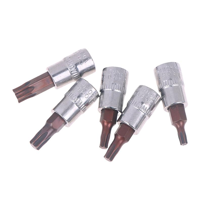 5 Pcs Torx Screwdriver Bits 1/4 Inch Drive Socket Head Tools T15 T20 T25 T30 T40 Socket Wrench Adapter Hand Tools