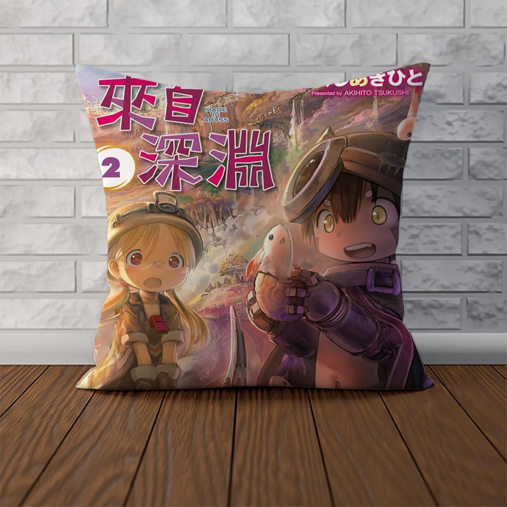 M-Made In Abyss Pillow Case For Car Sofa Decorative Home Double-sided Print Plush Square Throw Pillow Cushion Cover