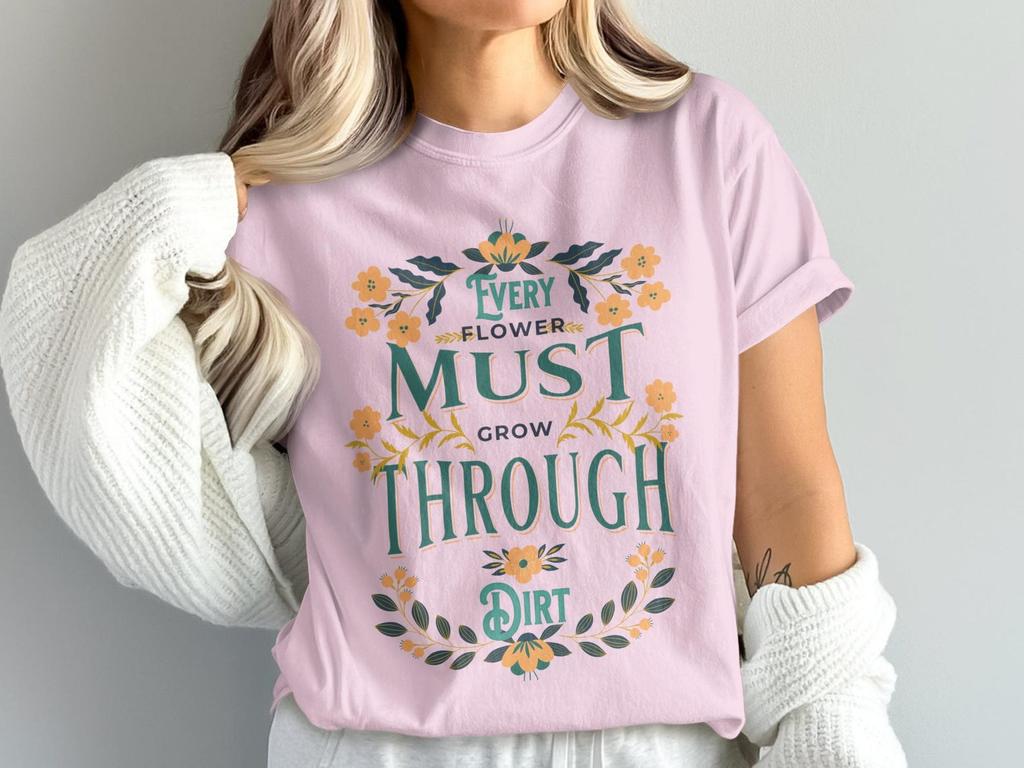 Floral Botanical T-Shirt, Inspirational Self Growth Tee