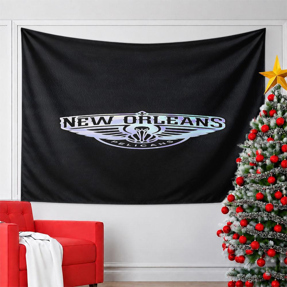 New Orleans Pelicans Team Logo Design Pattern Wall Hanging Tapestry Decorative Tapestry Home Decor for Bedroom and Living Room