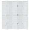 Vidaxl Room Divider, 5-Panel, White, Solid Paulownia Wood