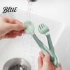 Cucchiaio per Bambini con Manico Curvo Forchetta da Allenamento e Set Utensili Flessibili Antiscivolo Bordi Arrotondati Antiscivolo Strumenti per l'Autosvezzamento/Alimentazione per Destri/Mancini