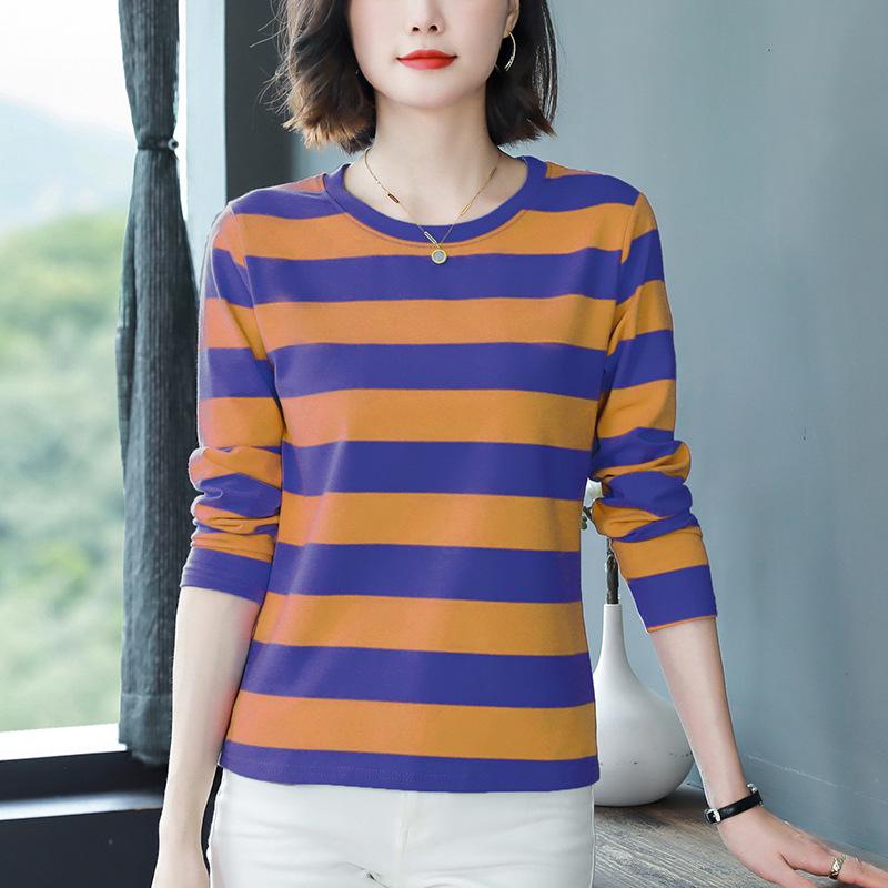 Women's Fashionable Large-size Base Shirt, Cotton Long-sleeved T-shirt Base Shirt, Spring and Autumn, Loose and Fashionable Tops