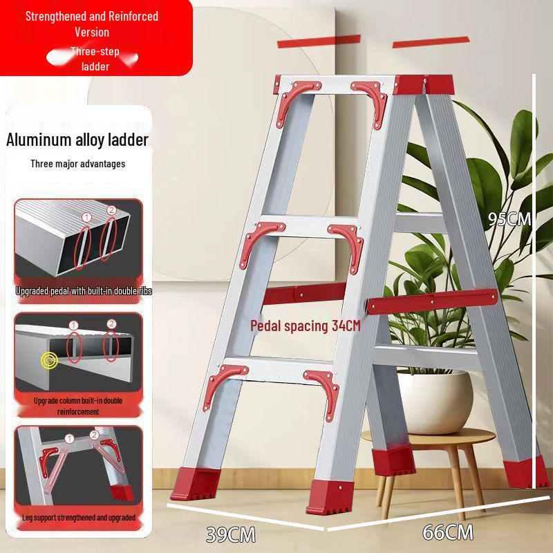 Heavy-Duty Aluminum Double-Sided A-Frame Telescopic Ladder for Household and Attic Use