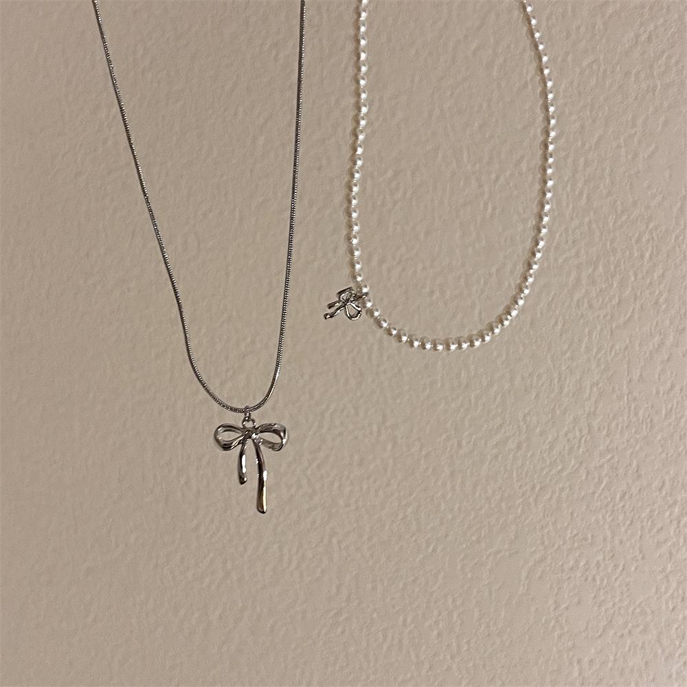 

Двухслойное жемчужное ожерелье в корейском стиле для женщин – цепочка на ключицу Sweet Temperament