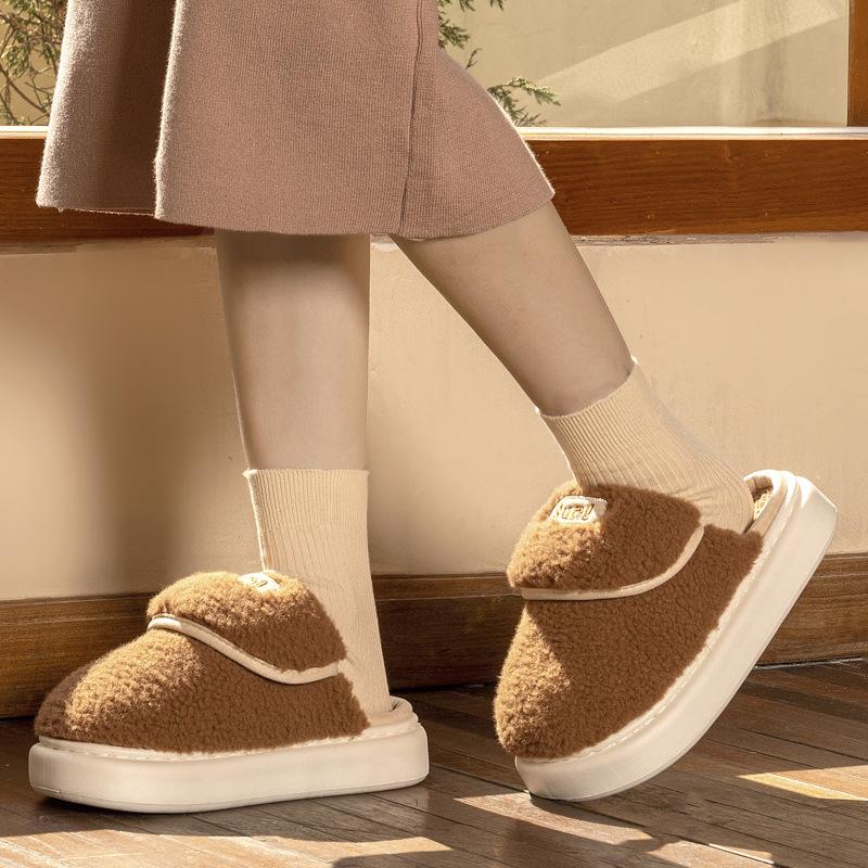 Winter simple home cotton slippers indoor floor mop warm comfortable thick bottom can be worn outside