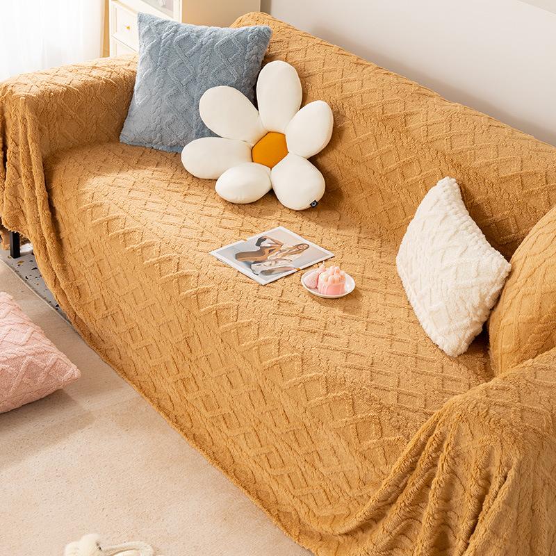 Plush Plain View Four Seasons Universal High-End Sofa All-Inclusive Universal Sofa Cushion Cover Cloth Sofa Towel Slipcover