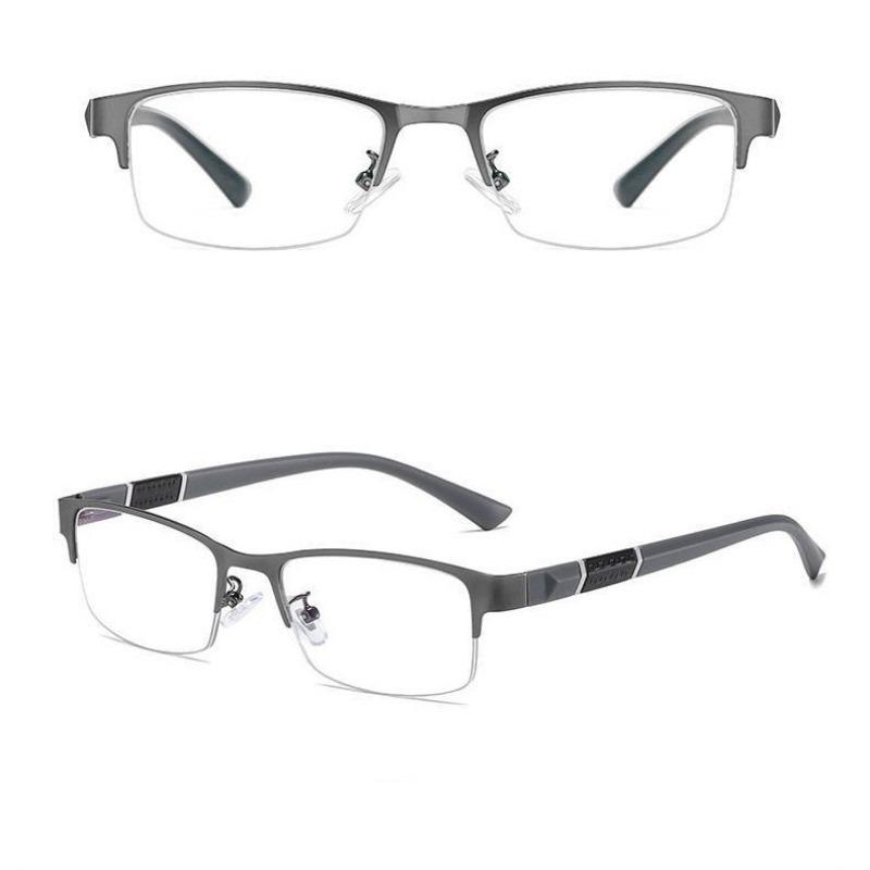 Anti Blue Reading Glasses Men Half-frame Glasses Business Style Male Eyeglasses For Old People Glasses With Grade +100~+400