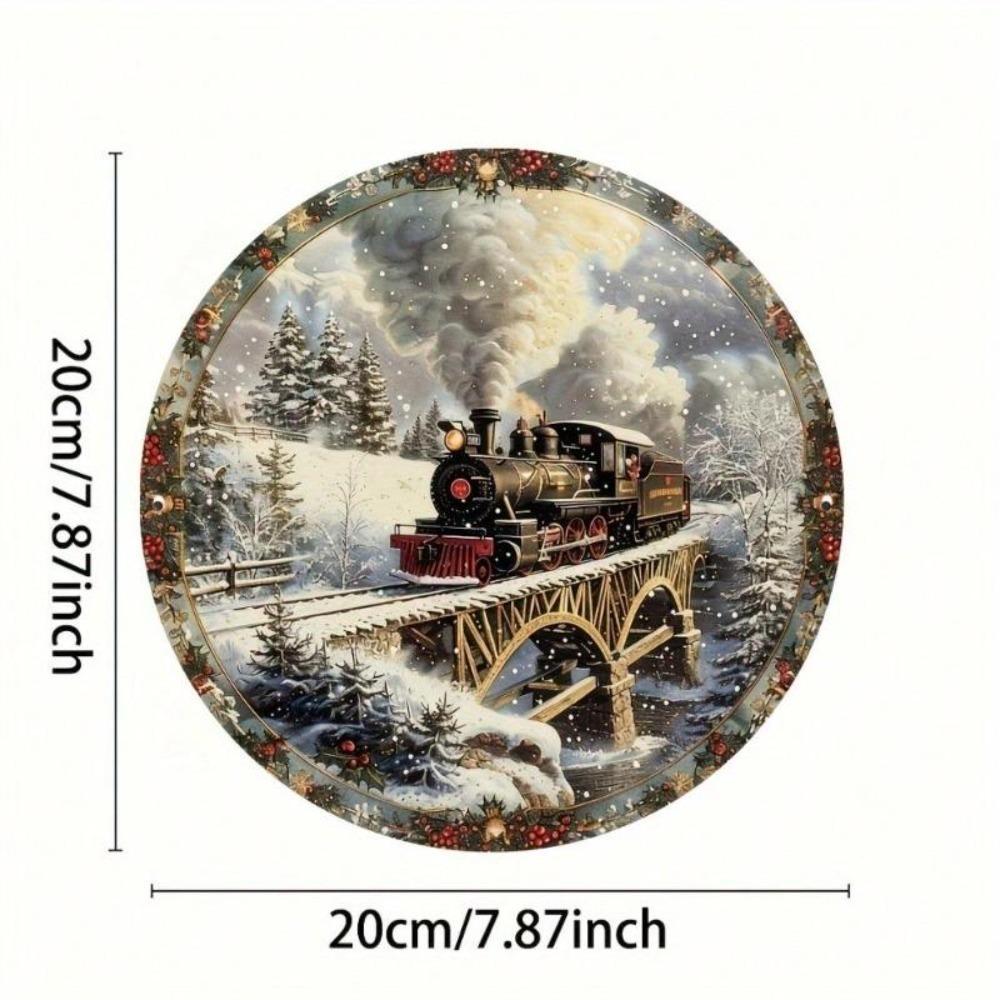 1pc 7.87x7.87 Inch Retro Train Tin Sign Wall Art Metal Decor For Home Cafe Garage