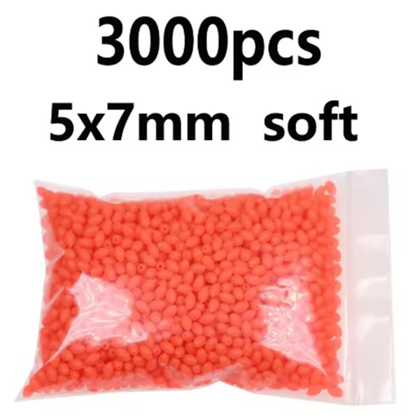 1000/3000PCS Wholesale Red Green Oval Soft Rubber Luminous Fishing Beads Glowing Sink Beads For Fishing Rigs Fishing Lure Tackle