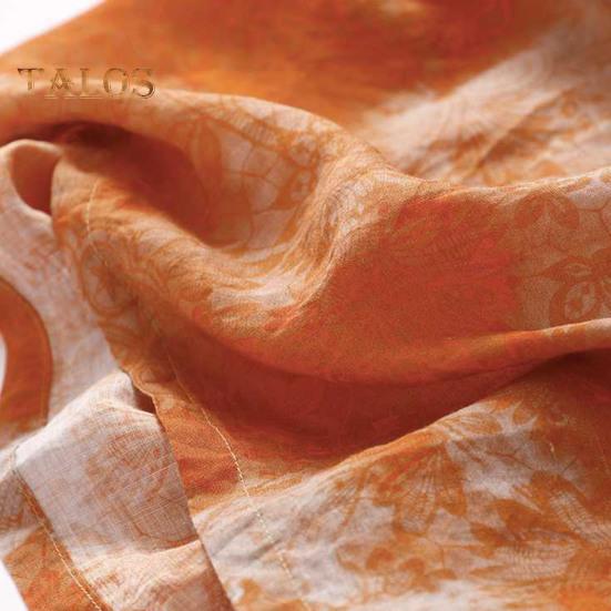 Sommerkjole for kvinner i plussstørrelse i lin, avslappet blomstermønstret rund hals 3/4 erme midikjole løs flytende strandkjole