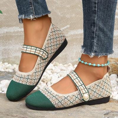 Spring and Autumn High Quality Women's Shoes Fashionable Round Toe Shallow Mouth Color Block Mesh Breathable Women's Flat Shoes