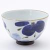 Hasami ware rice bowls (large) with layered flower pattern, blue, set of 3, 12363
