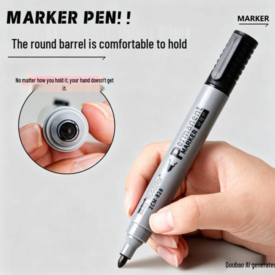 True Color Black Quick-Dry Oil-Based Marker Pen, Thick Tip, Durable Design