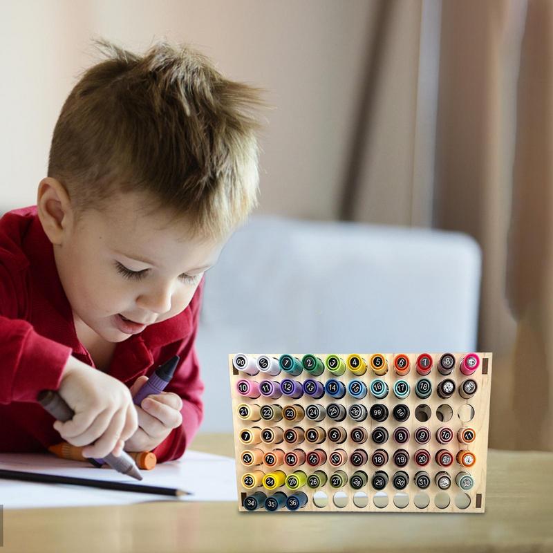 Pojemnik na pędzle dla artysty 77/120 otworów Wyjmowany drewniany organizer na ołówki Domowy stojak wystawowy do przechowywania artykułów plastycznych