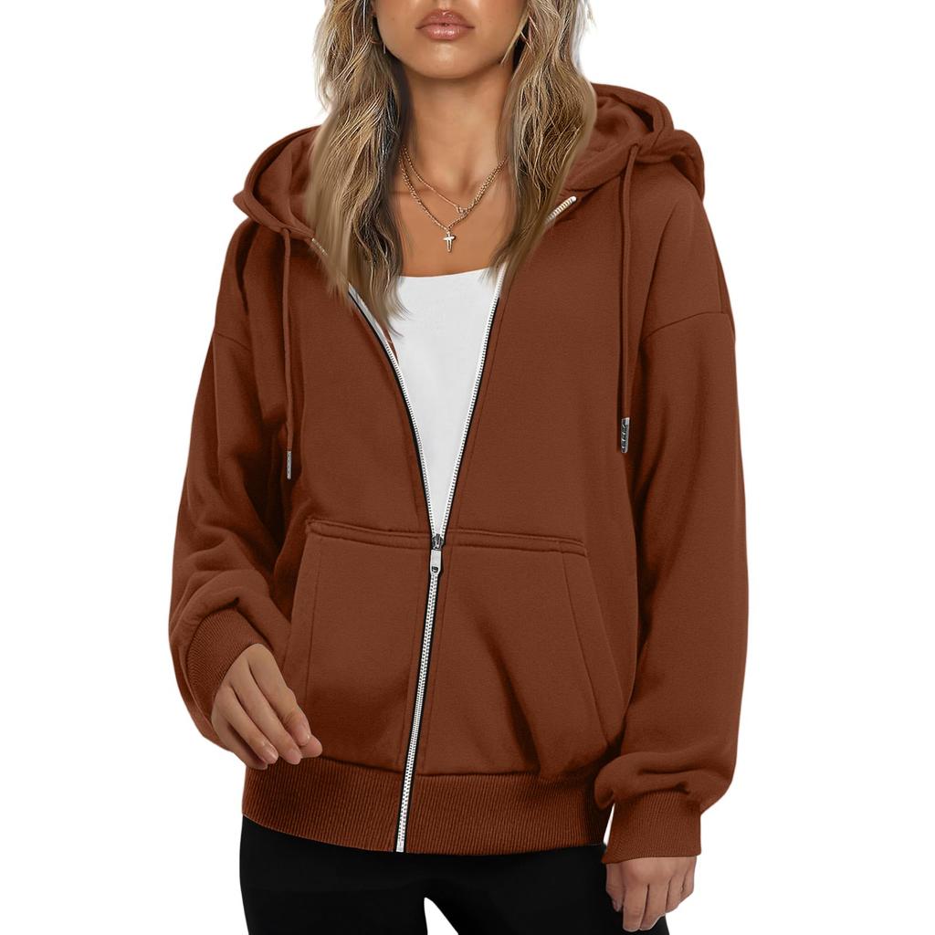 Women's Casual Full Zip Up Hoodie Sweatshirt with Pockets, Soft Fleece Lined Hooded Jacket for Fall and Winter