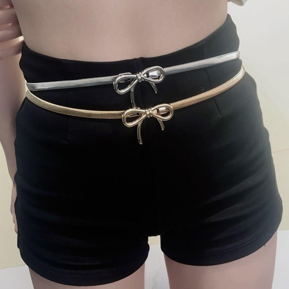 Metalowa Klamra Kokarda Elastyczny Pasek Cynk Stop Cynku Pasek do Dżinsów Vintage Elastyczny Pasek Codzienny