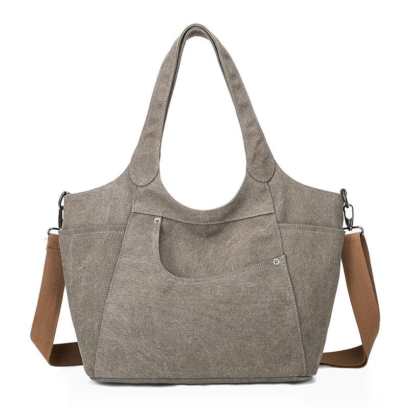 Canvas Tote Bag With Car Stitching For Casual Daily Use