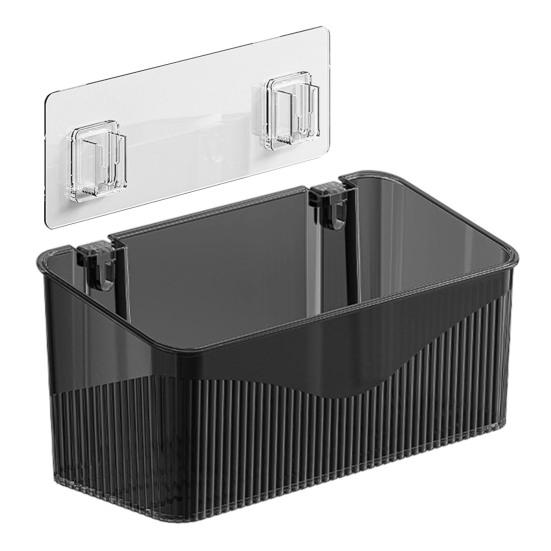 Wall Mount for Small Items Wall-mounted Storage Rack, Transparent Plastic Space Saving Organizer Bin, Multi Purpose Self Adhesive No Drill Container