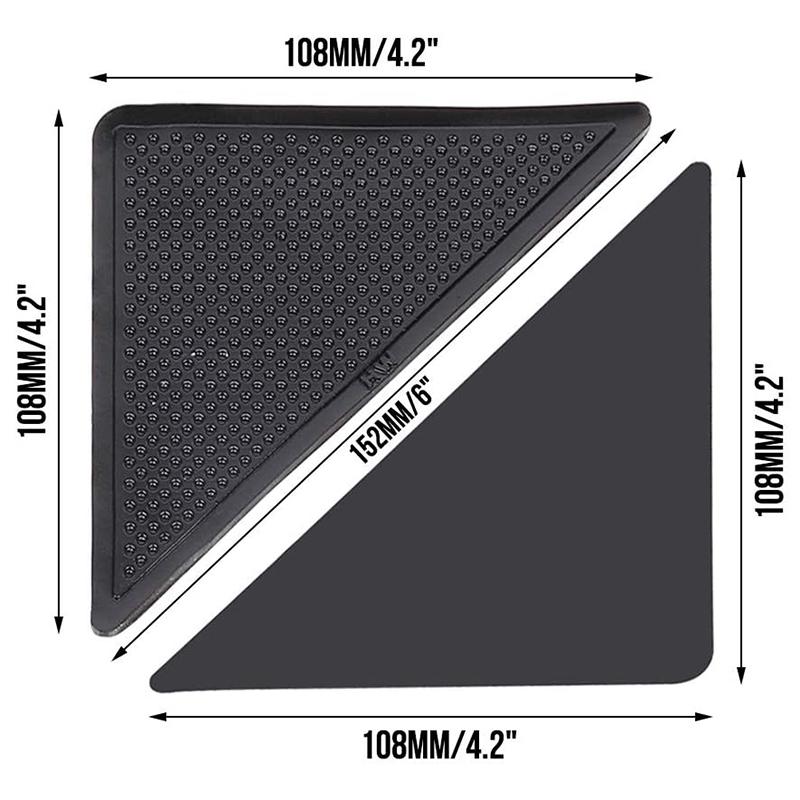 4PCS Mat Grippers Non-Slip Rubber Sticker for Tile Hardwood Floors