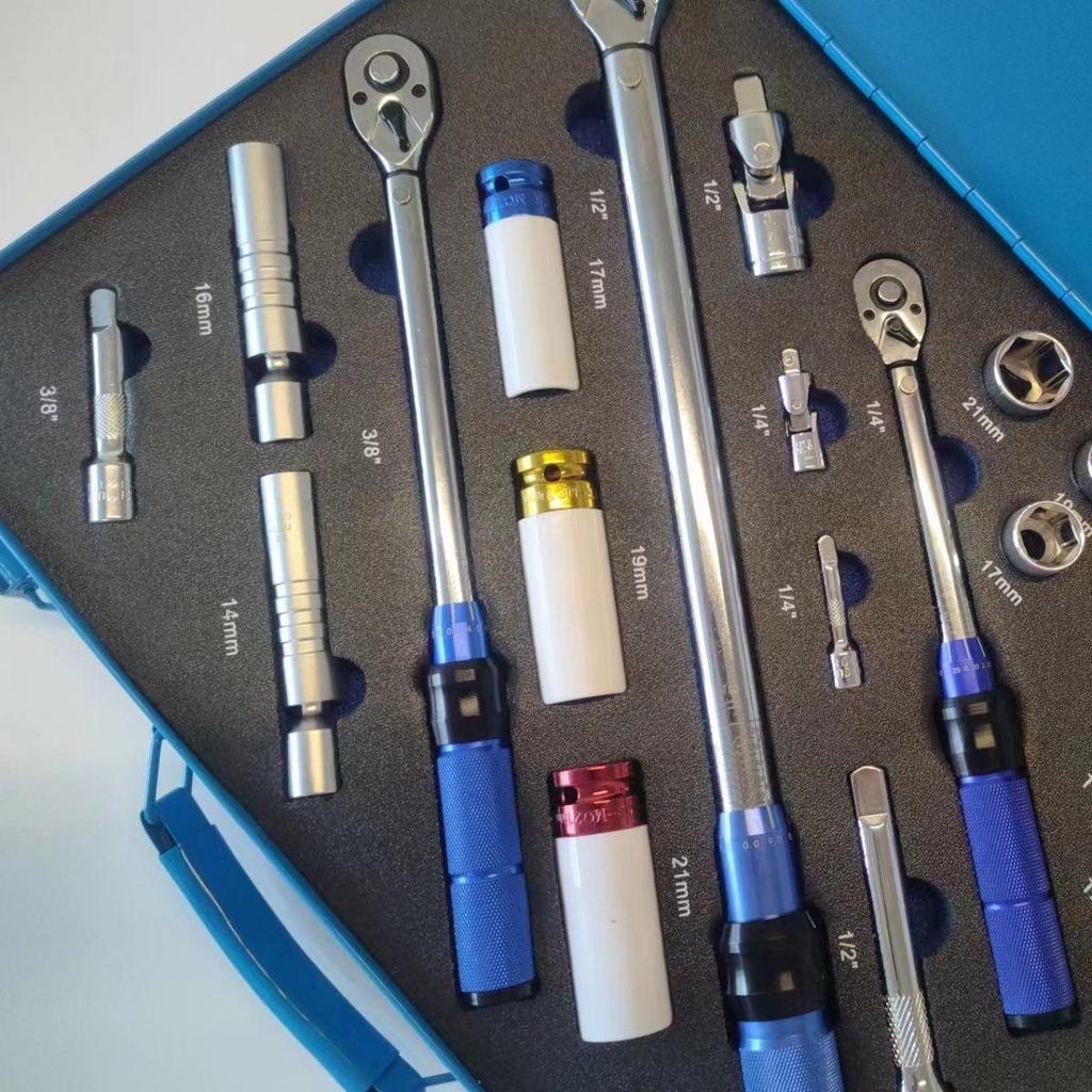 33-teiliger Hochpräzisions-Drehmomentschlüssel, einstellbar, für Kfz-Reifen, Zündkerzen und Fahrräder