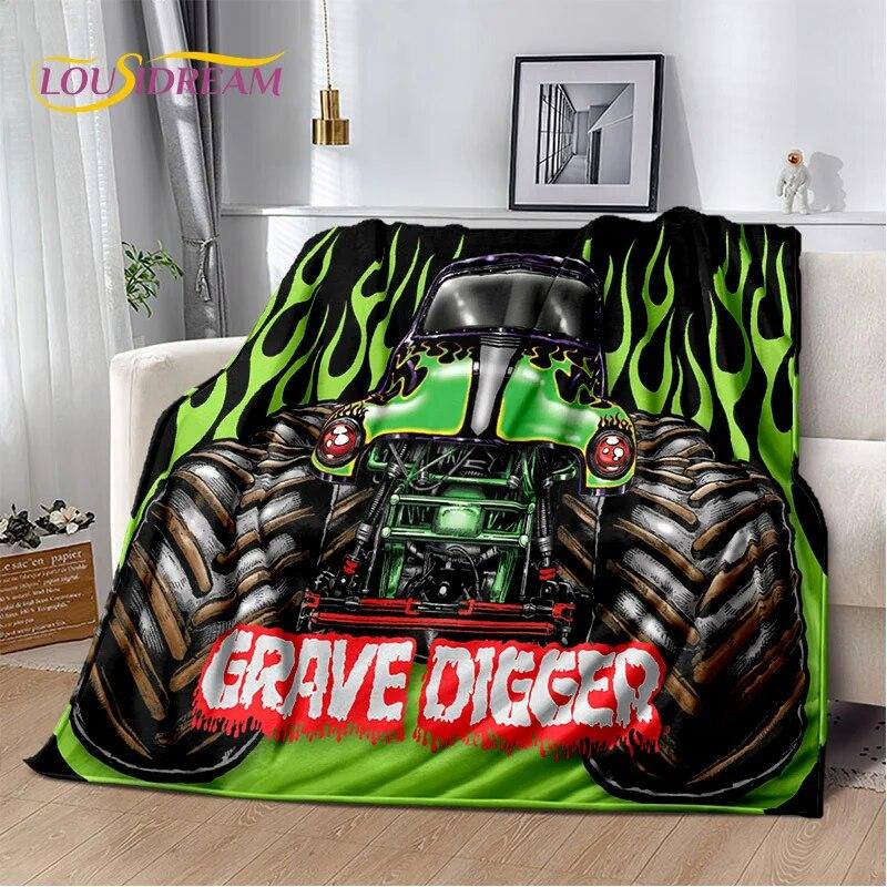 Cartoon Monster Jam 3D Monster Truck Blanket,Soft Throw Blanket for Home Bedroom Bed Sofa Picnic Travel Office Cover Blanket Kid