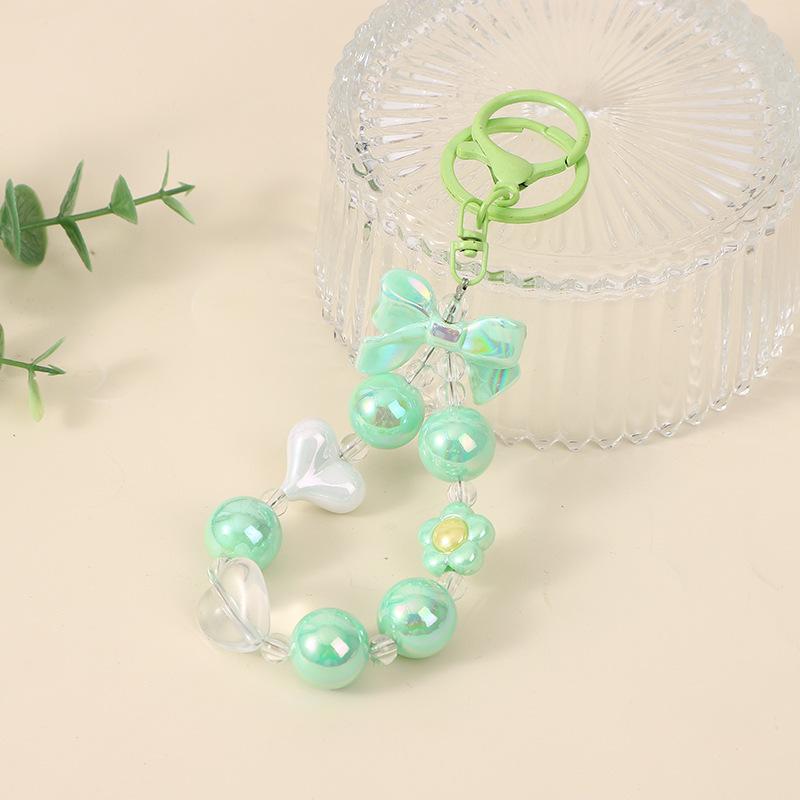 Colorful Beaded Flower Keychain, Kawaii Acrylic Flower Bag Charm with Clip