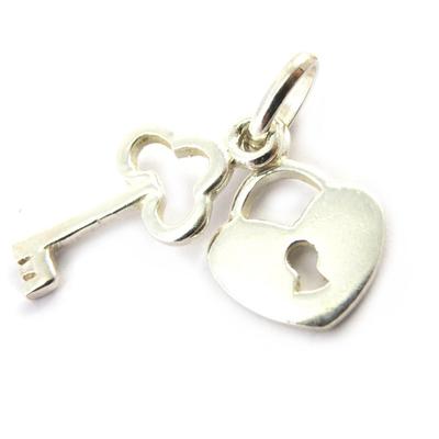 [M6993] - White 'Love Padlock' Silver Pendant
