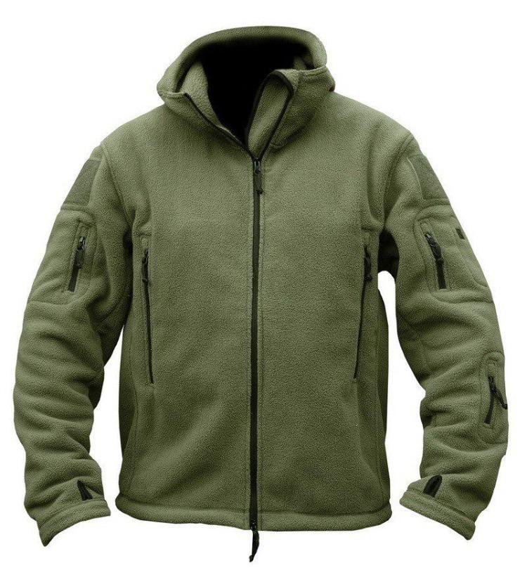 Men's Warm Tactical Fleece Hoodie Jacket Military Polar Thermal Outerwear for Hiking Outdoor