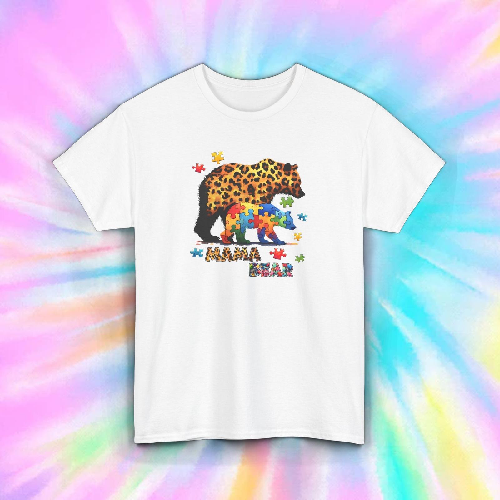 Mama Bear Autism Puzzle Leopard T-Shirt S-5XL Proud Mom Awareness Tee XXXXL