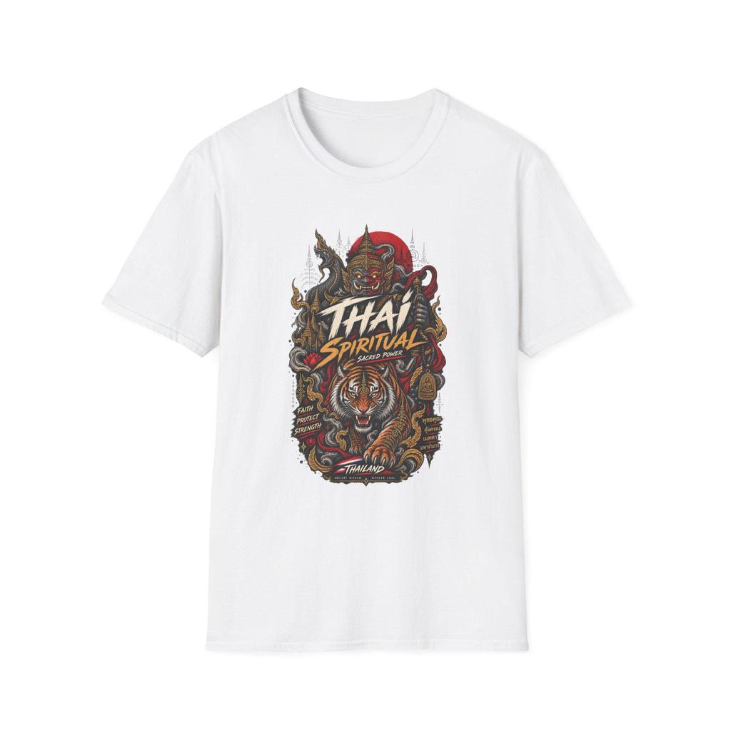 Thai Spiritual Guardian Tiger T-Shirt Sacred Demon Graphic Tee Asian Streetwear Gift for Him Her Unisex