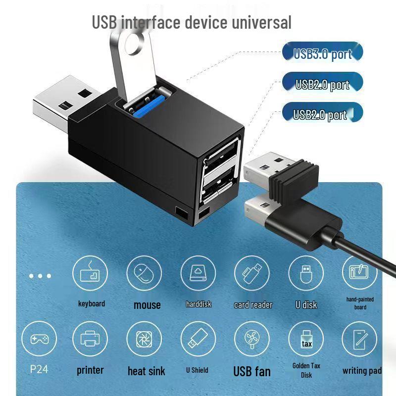 USB 3.0 High-Speed 3-Port Laptop Hub and Docking Station