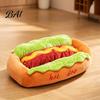 Waschbares Katzenbett Hot Dog Haustierbett, Abnehmbare Matte, Gemütliches Plüsch Verspieltes Tierbett Niedlich für Kleine Hunde Katzen Innengebrauch Bezug