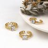 ANENJERY Rings for Women Men France Geometric Zircon Rings Accessories Jewelry Wedding Party