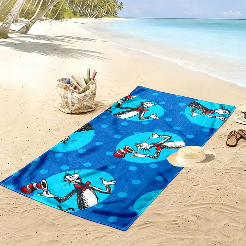 The Cat in the Hat Print Beach Towel, Large Soft Quick Dry Towel for Beach Camping Swimming