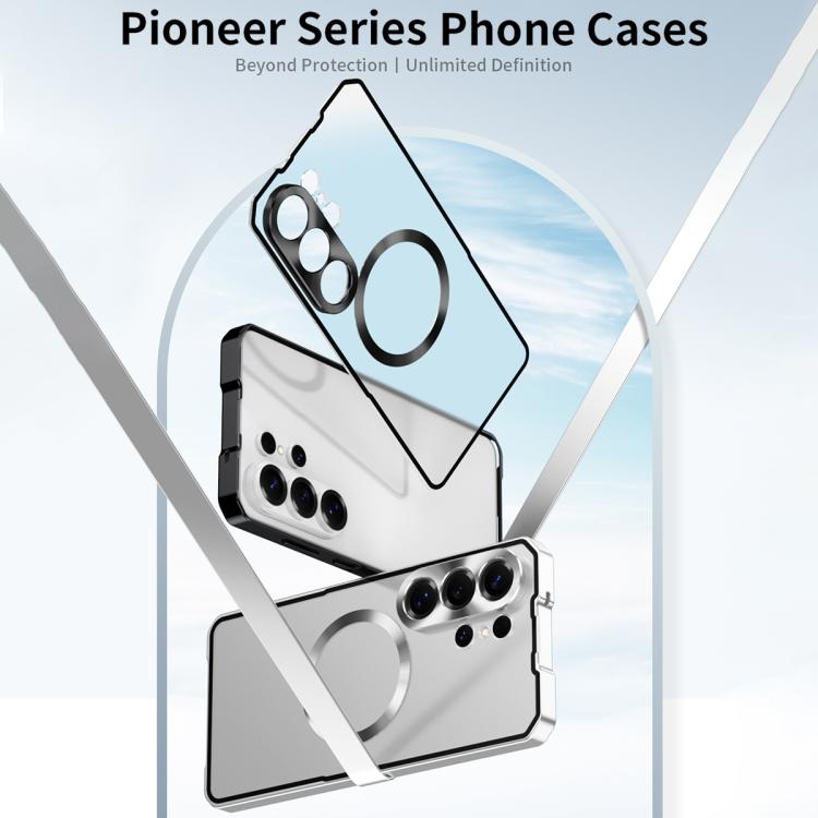 Irregular Alloy Frame Fosted Translucent MagSafe Phone Case