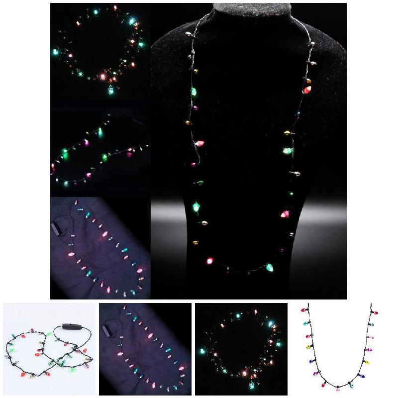 1 Pcs Mini Led Lights Flashing Light-Up 3 Flashing Modes Christmas Lights Necklace For Indoor Outdoor Christmas Party Cosplay