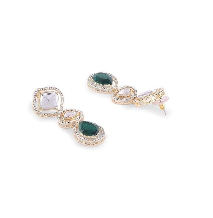 Green Stones Dazzling Austrian Diamonds Bling Necklace & Earring Set For Women