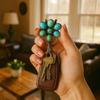 Bohemian Style Turquoise Flower Keychain Holder Women Bag Charm Clip Car Key Organiser Accessory Ornament