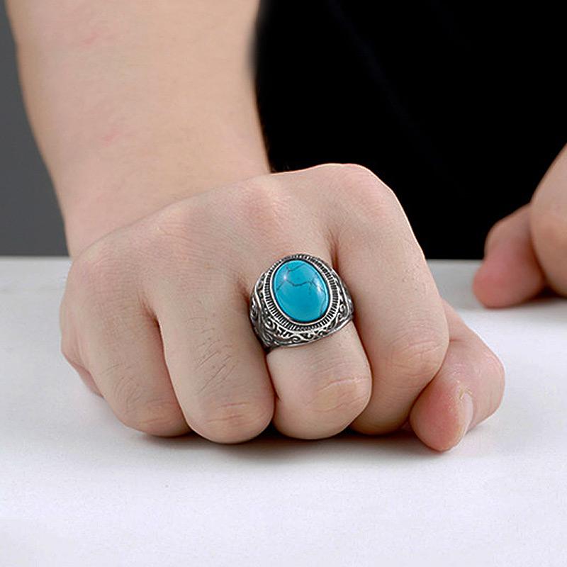 Natural Tiger Eye Rings Men Women Retro Flower Engraved  Big Stone Ring Fashion  Jewelry