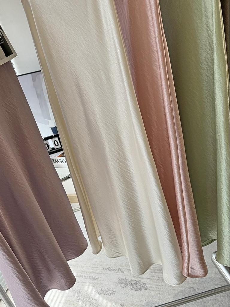 Eleganter Damen-Midirock 2025 aus Acetat-Satin mit Fischschwanz, A-Linie und schmeichelndem Fall