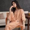 Spring/Summer Women's Pajama Set with Built-in Bra, Cloud Cotton, Seven-Sleeve Top, Plus Size Korean Style 8-Point Pants