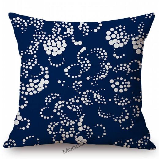 Traditional Delft Navy Blue Toile Floral Pattern Elegant Royal Luxury Home Decoration Cotton Linen Sofa Pillowcase Cushion Cover
