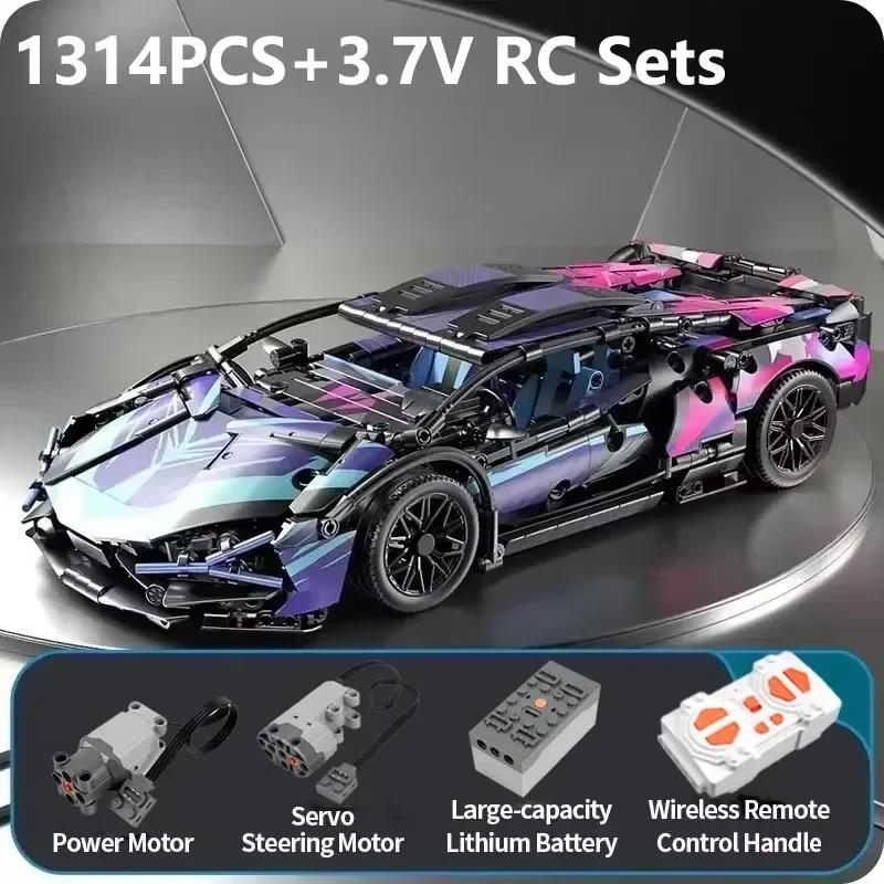 Technical 1:14 1280PCS/1314PCS Building Blocks Race Car Static Model Or Remote Control RC Cars Motor Kits Version Optionals Toys