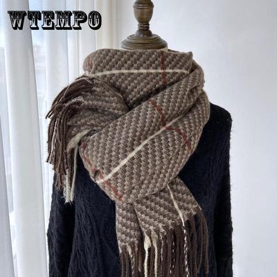 Boho Chic Vintage Verde Xadrez Borla Cachecol - Soft Imitação de Caxemira, Quente e Respirável Xale para Outono/Inverno