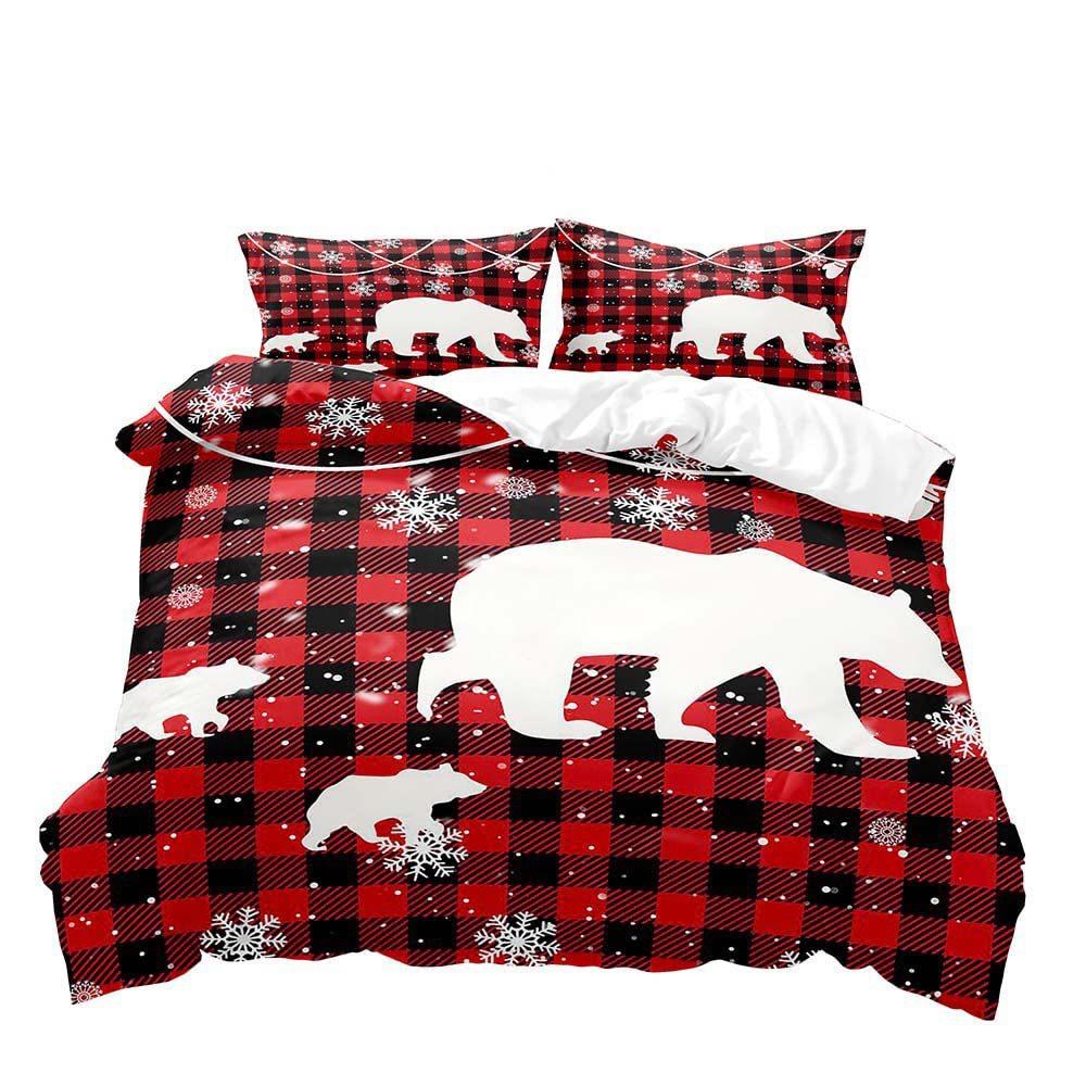 Christmas Cute Dwarf Three-Piece Quilt Cover 3D Digital Printing Bedding Set