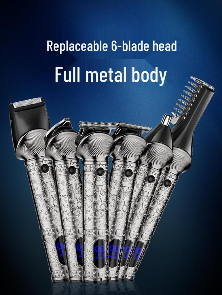 6-in-1 Portable Multi-Functional Grooming Kit: Beard Trimmer, Nose Hair Trimmer, Hair Clipper & Electric Shaver