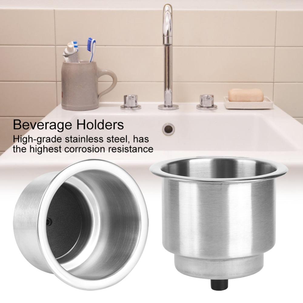 2 PCS Silver Beverage Rack Stainless Steel Marine Cup Holder Bottle Holder  Boat RV Camper Car