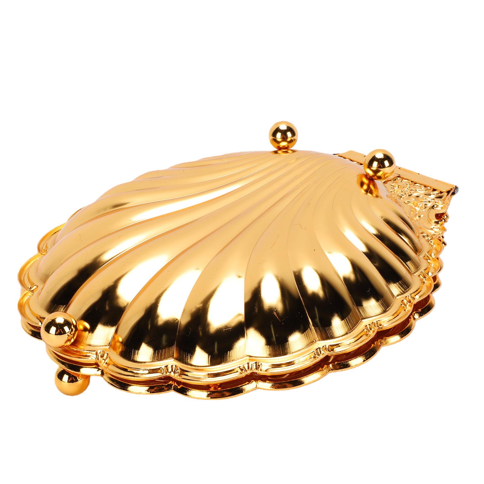 

Shell Serving Tray with Lid Zinc Alloy Creative Snack Plate Serving Platter for Catering Fruit Charcuterie Gold S