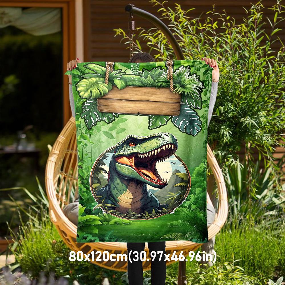 

1PC dinosaur jungleOutdoor Flannel Blanket - Soft Plush Decor for Picnics, camping, Bedroom, Playroom, Office, or Lunch Break 1373A 80x120cm(31x47inch)